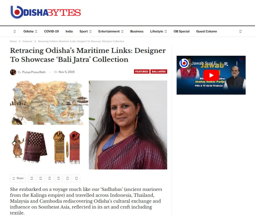 Retracing Odisha’s Maritime Links: Designer To Showcase ‘Bali Jatra’ Collection - Odisha Bytes