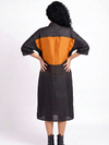 Handwoven Ikat Silk Shirt Dress Black