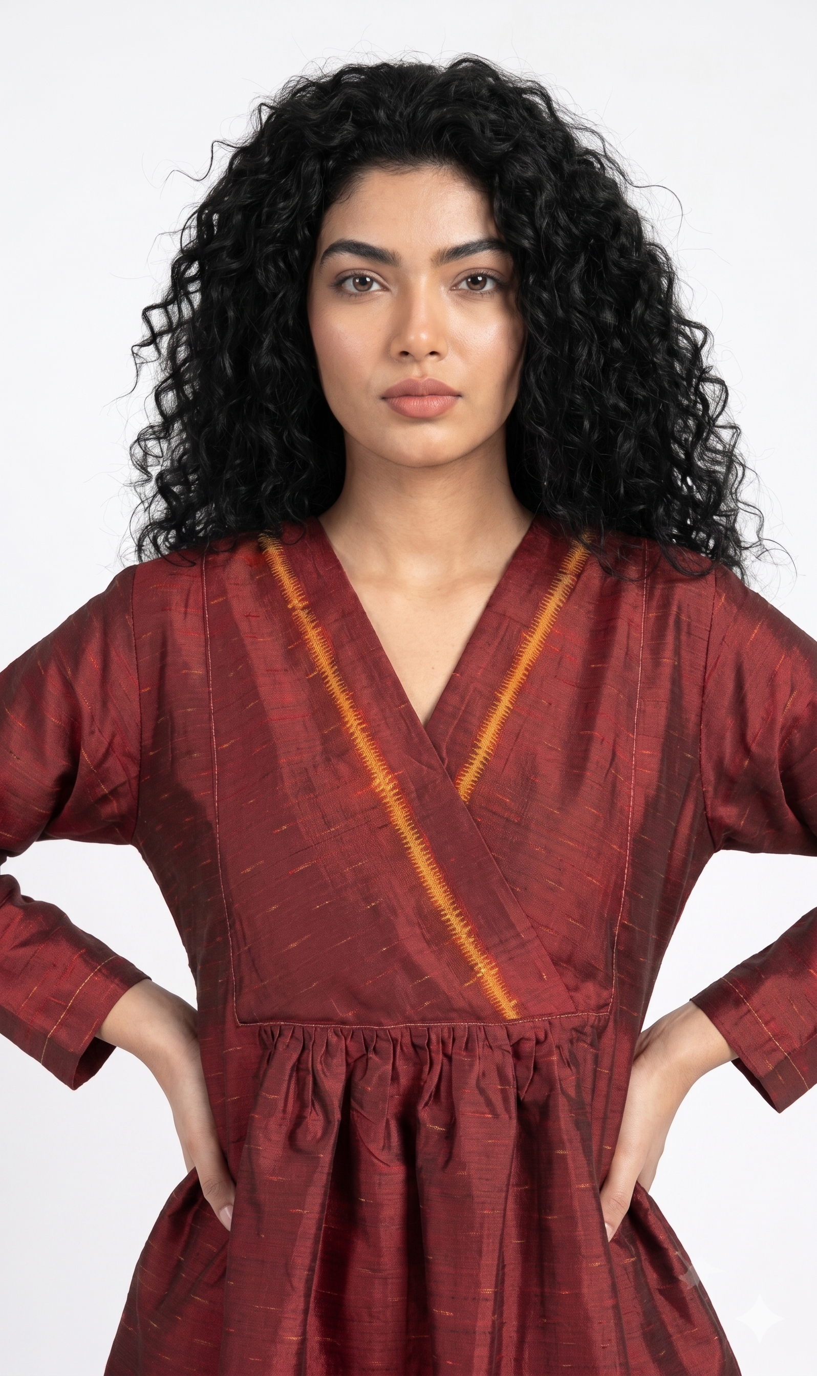 Handwoven Ikat Silk Tunic Red