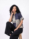Handwoven Ikat Silk Shirt (Chaand ) Blue