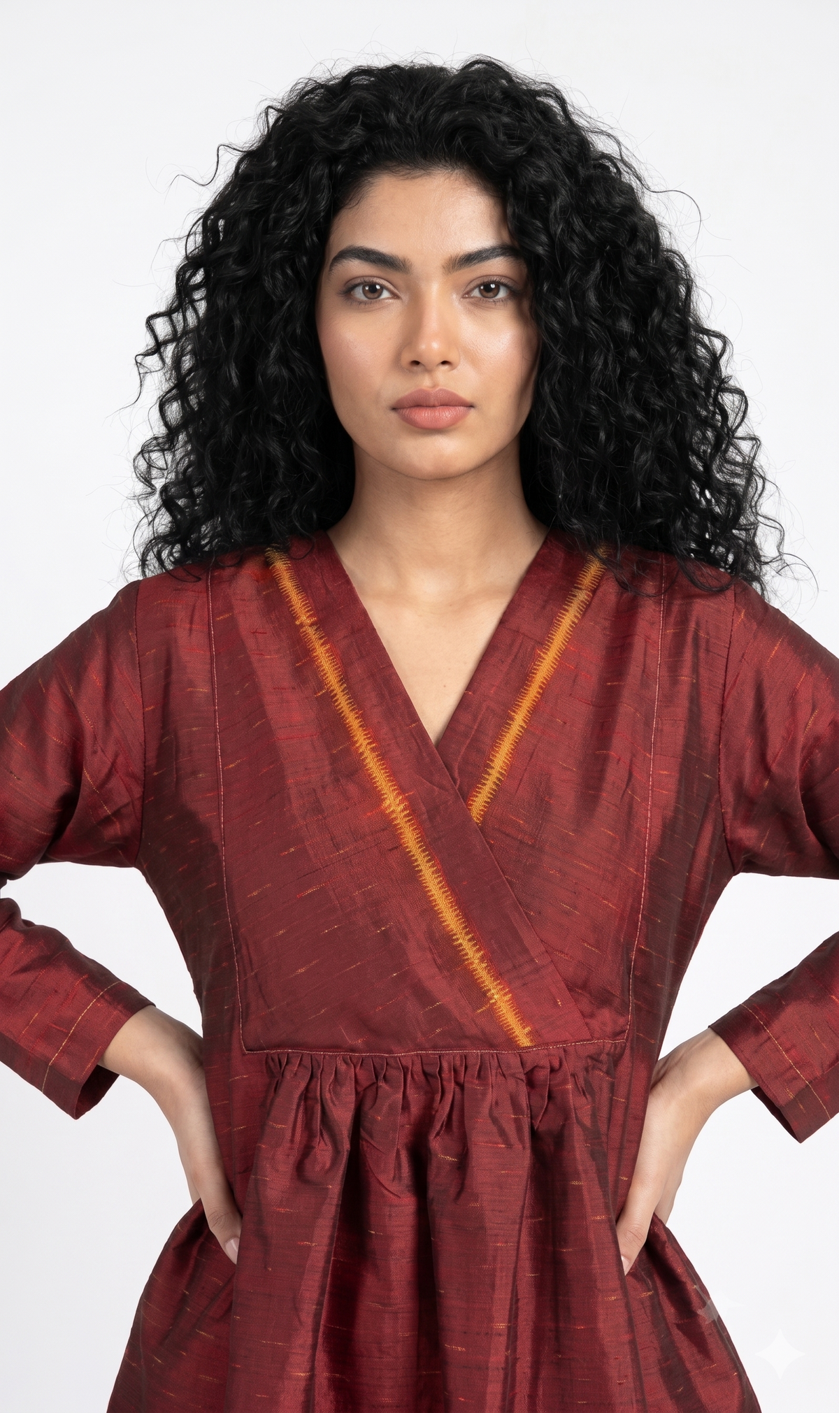 Handwoven Ikat Silk Tunic Red