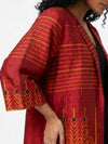 Handwoven ikat Silk Reversible Jacket Red