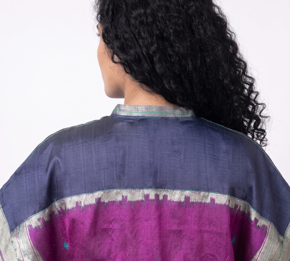 Handwoven Ikat Silk Shirt (Chaand ) Blue