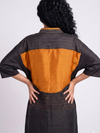 Handwoven Ikat Silk Shirt Dress Black