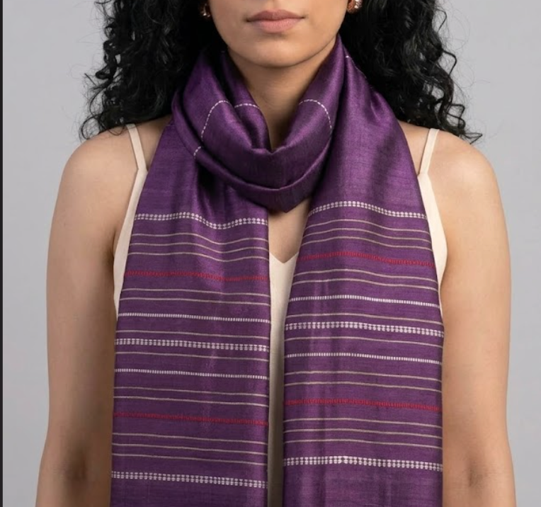 Tussar Silk Stole - Purple