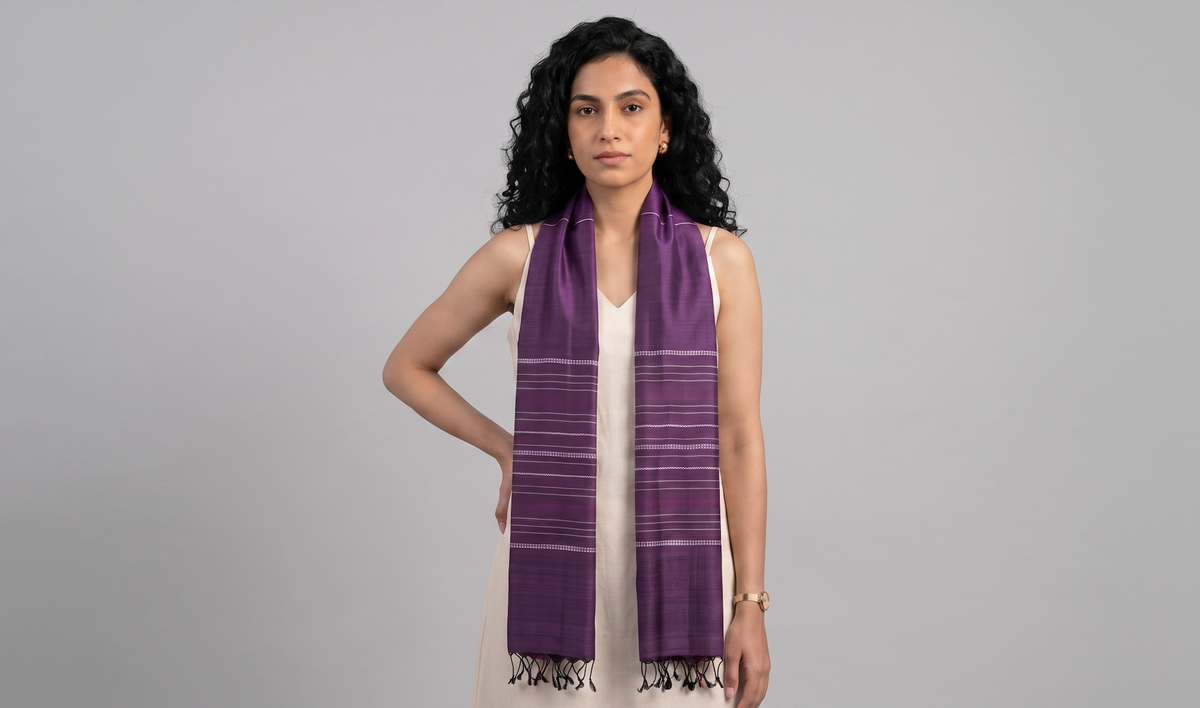 Tussar Silk Stole - Purple