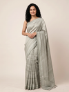 Baarish Handwoven Ikat Silk Saree - Silver