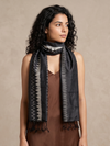 Ikat Silk Stole - Deep Blue