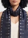 Ikat Silk Stole - Navy Blue