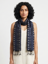 Ikat Silk Stole - Navy Blue