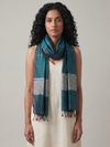 Tussar Silk Stole - Teal White