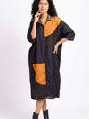 Handwoven Ikat Silk Shirt Dress Black