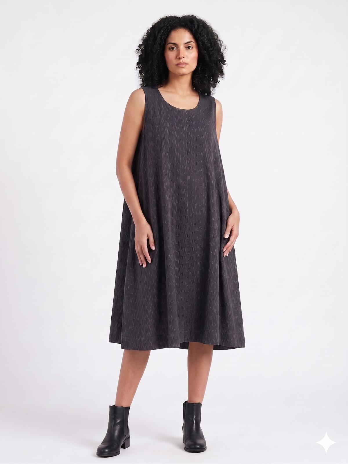 Handwoven Cotton Slip Dress Black