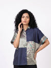 Handwoven Ikat Silk Shirt (Chaand ) Blue
