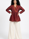 Handwoven Ikat Silk Tunic Red