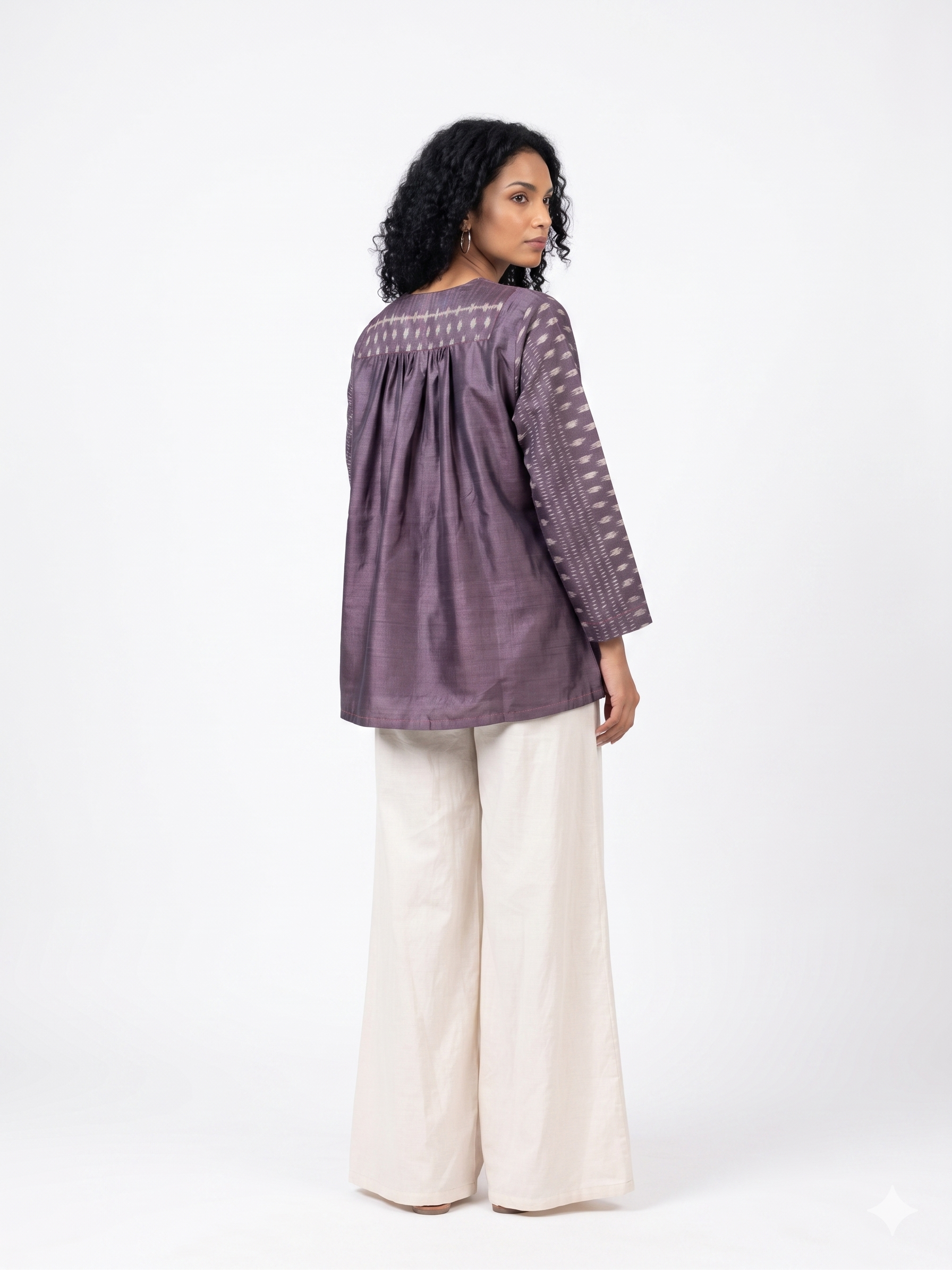 Handwoven Ikat Tussar Silk Tunic Burgundy