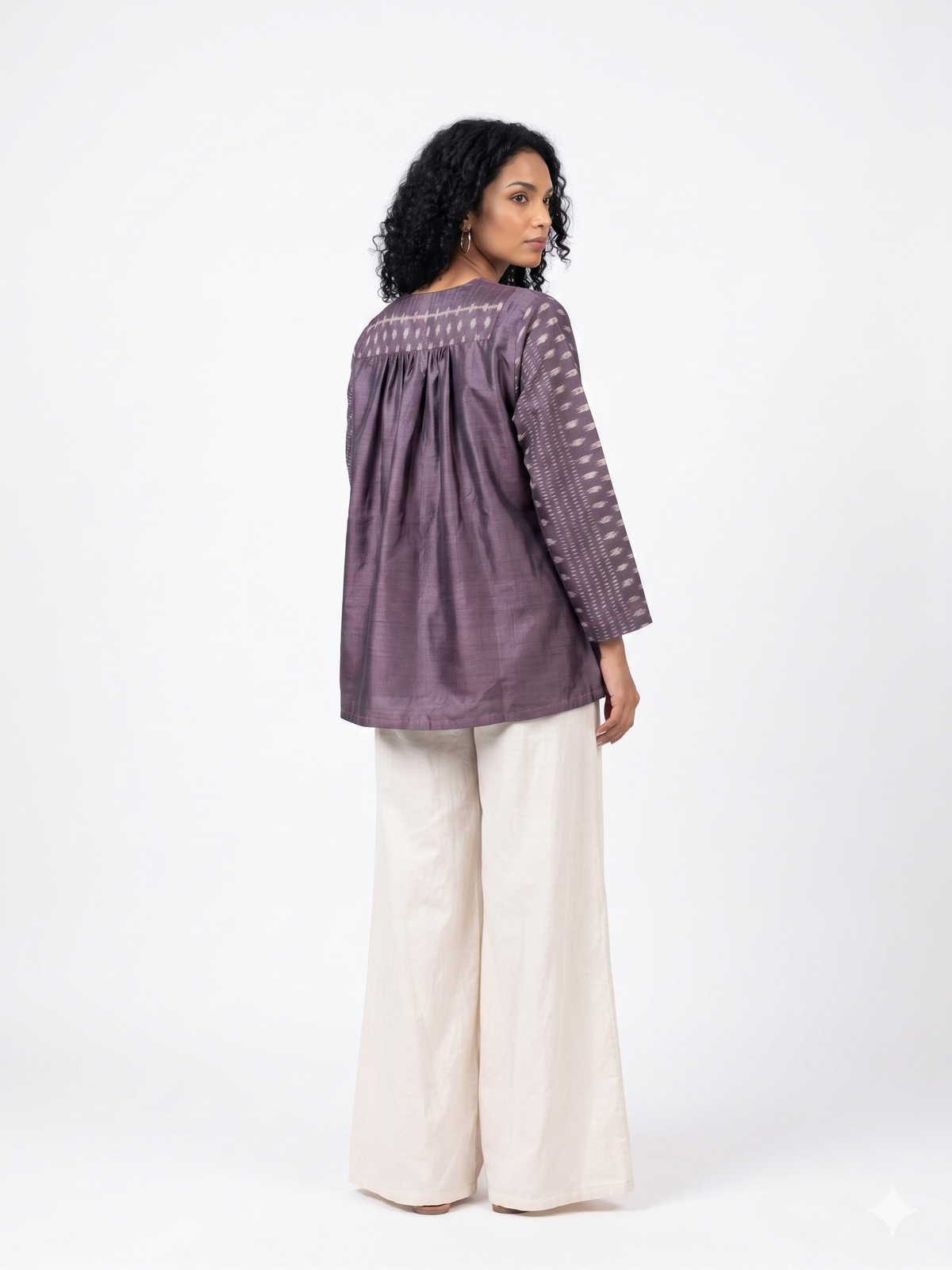 Handwoven Ikat Tussar Silk Tunic Burgundy