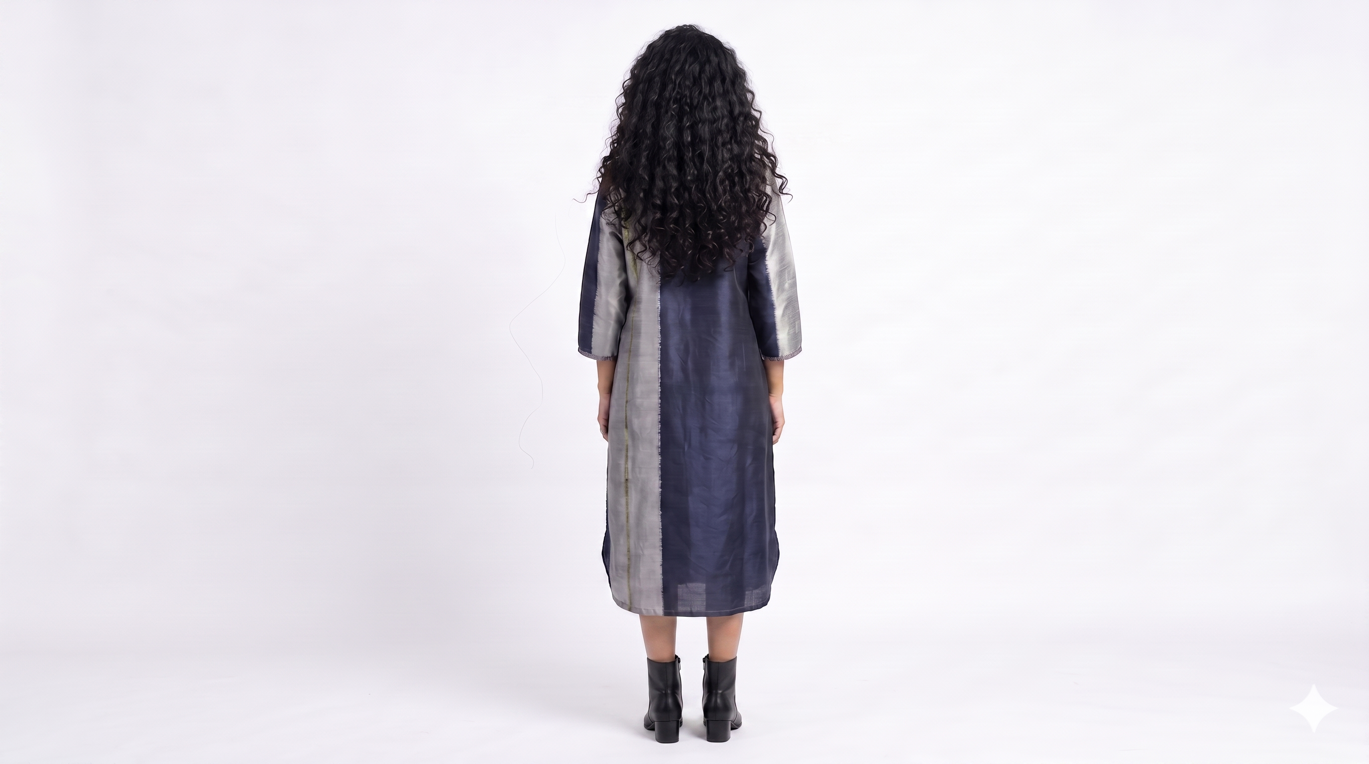 Handwoven Ikat Silk Kurta Dress Indigo