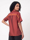 Handwoven Ikat Silk Shirt (jharna) Maroon