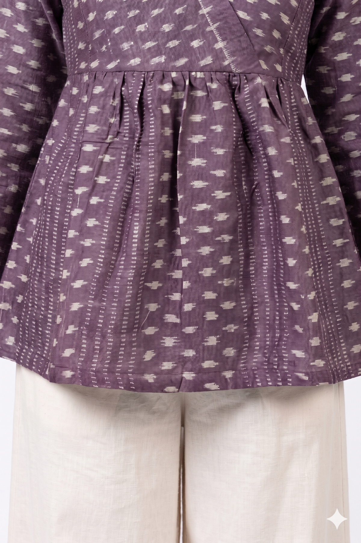 Handwoven Ikat Tussar Silk Tunic Burgundy
