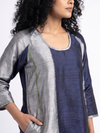 Handwoven Ikat Silk Kurta Dress Indigo