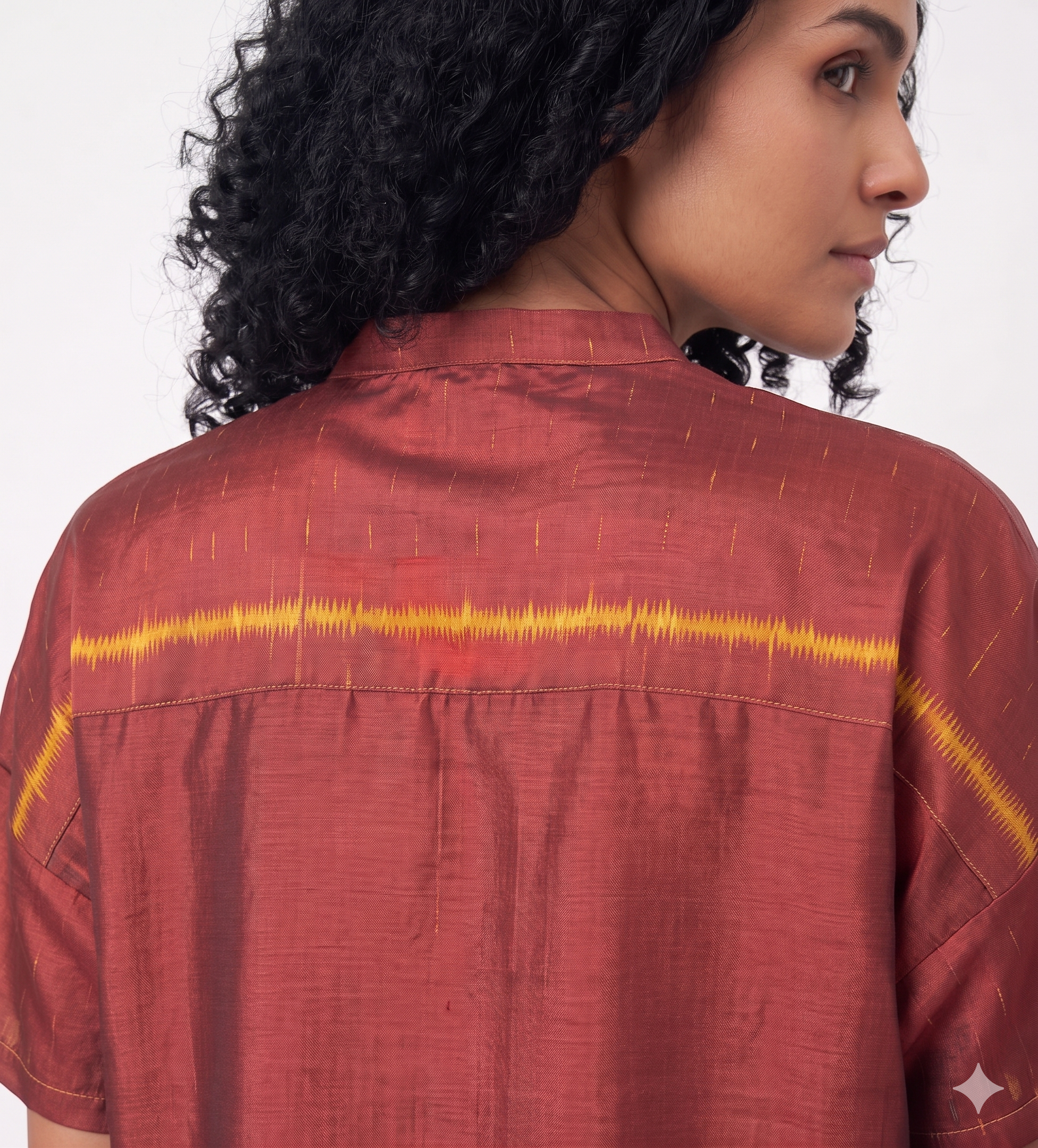 Handwoven Ikat Silk Shirt (jharna) Maroon