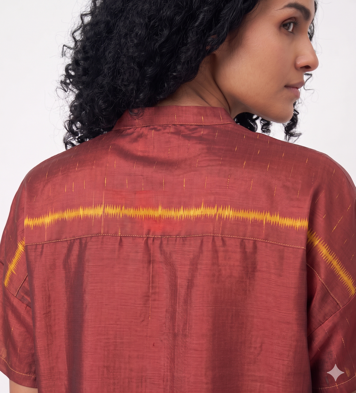 Handwoven Ikat Silk Shirt (jharna) Maroon