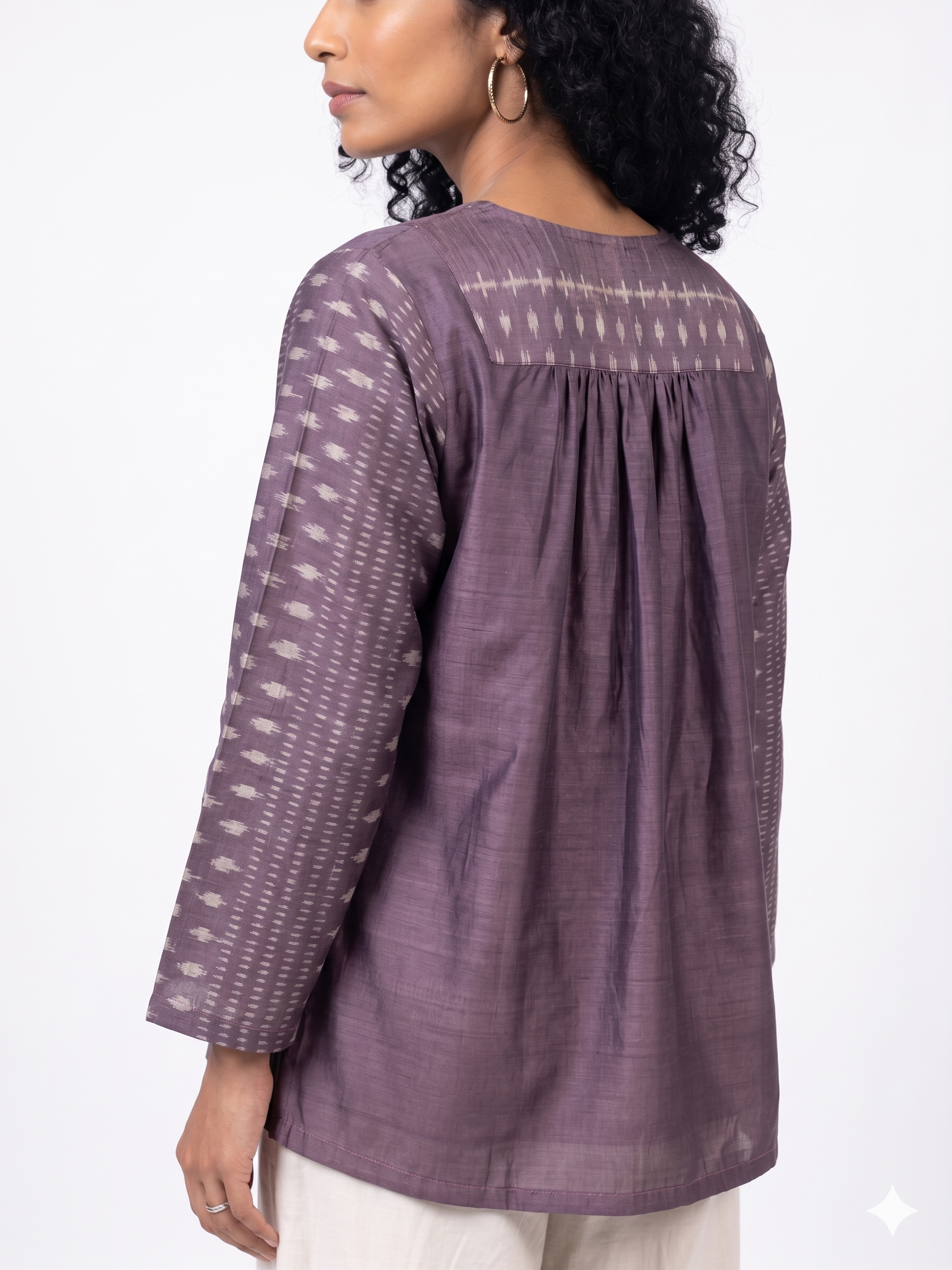 Handwoven Ikat Tussar Silk Tunic Burgundy
