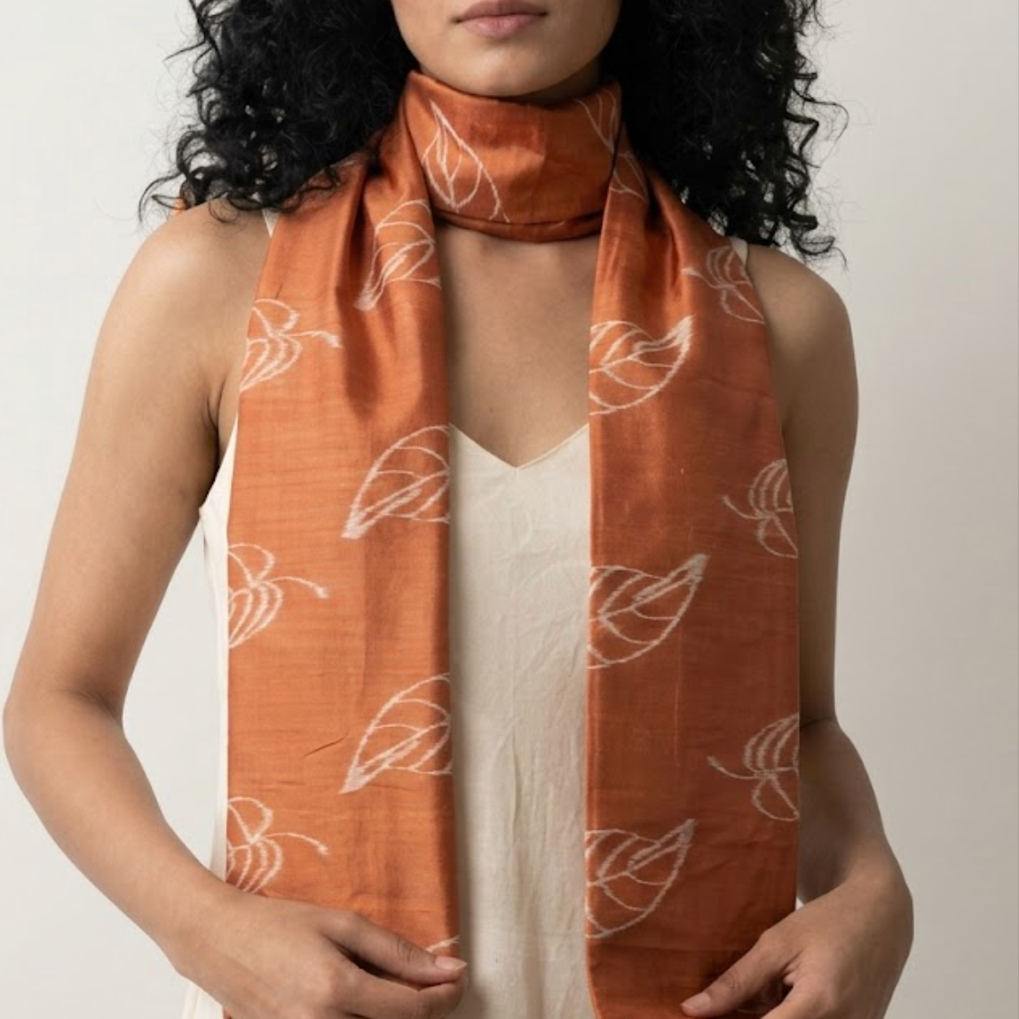 Ikat Silk Stole ND - Orange