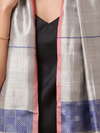 Tussar Silk Stole - Silver Blue