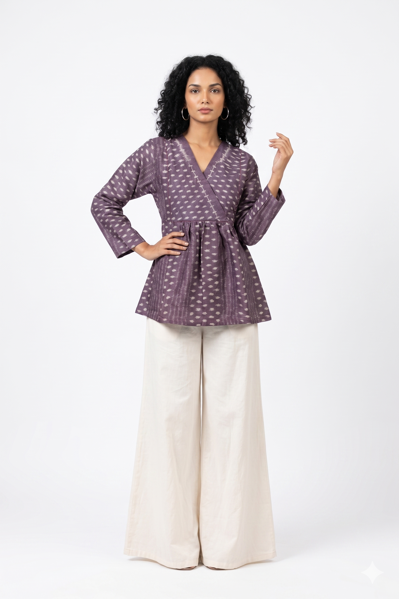 Handwoven Ikat Tussar Silk Tunic Burgundy