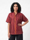 Handwoven Ikat Silk Shirt (jharna) Maroon