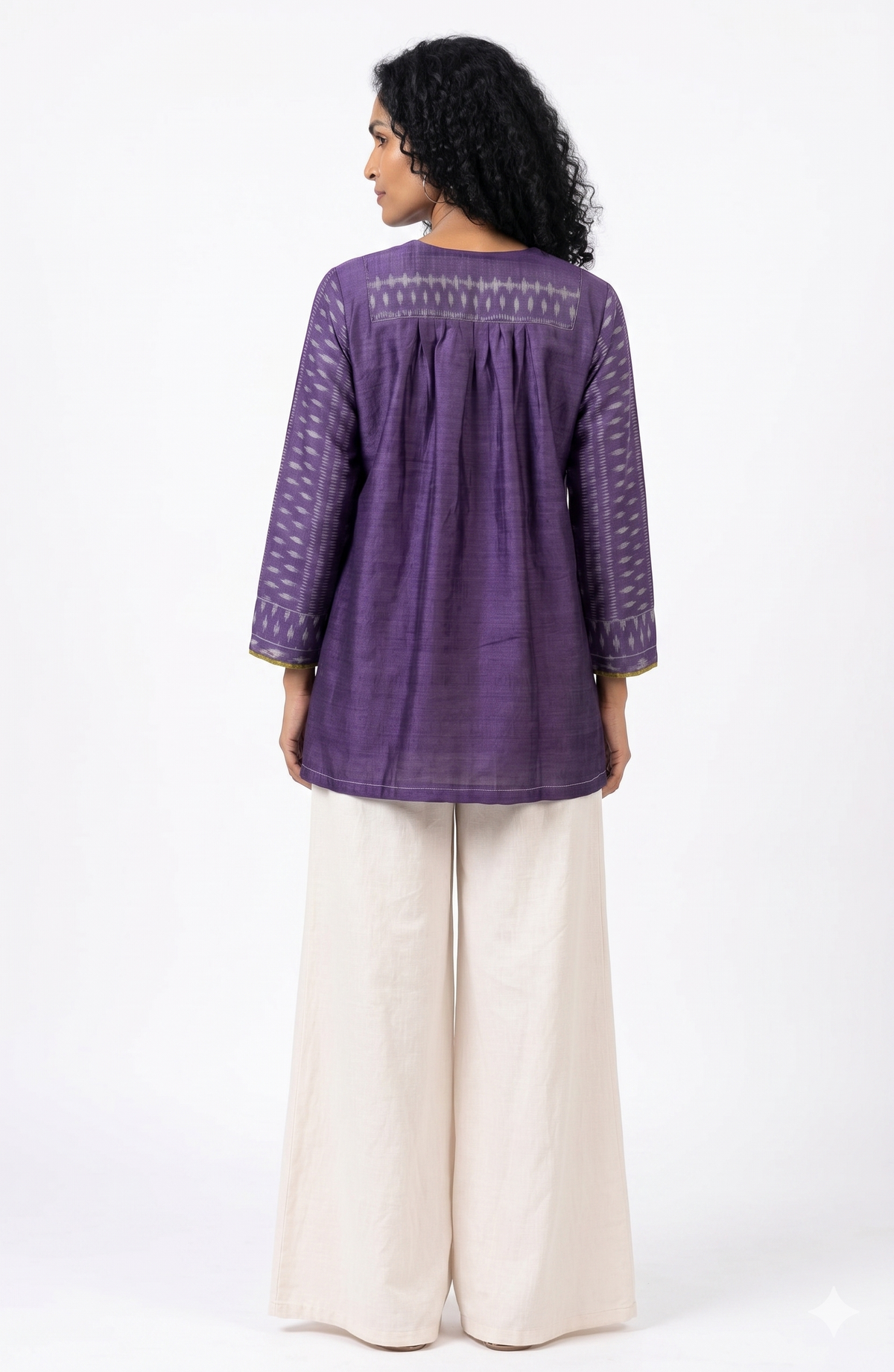 Handwoven Ikat Tussar Silk Tunic Purple