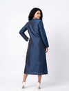 Handwoven Ikat Silk Reversible Long Jacket Indigo