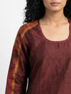 Handwoven Ikat Silk Kurta Dress  Maroon