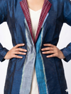 Handwoven Ikat Silk Reversible Long Jacket Indigo