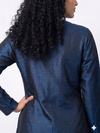 Handwoven Ikat Silk Reversible Long Jacket Indigo