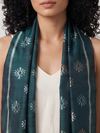 Ikat Silk Stole - Dark Green
