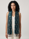 Ikat Silk Stole - Dark Green