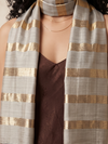 Ikat Silk Stole - Silver gold