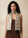 Ikat Silk Stole - Silver gold
