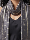 Ikat Silk Stole - Grey