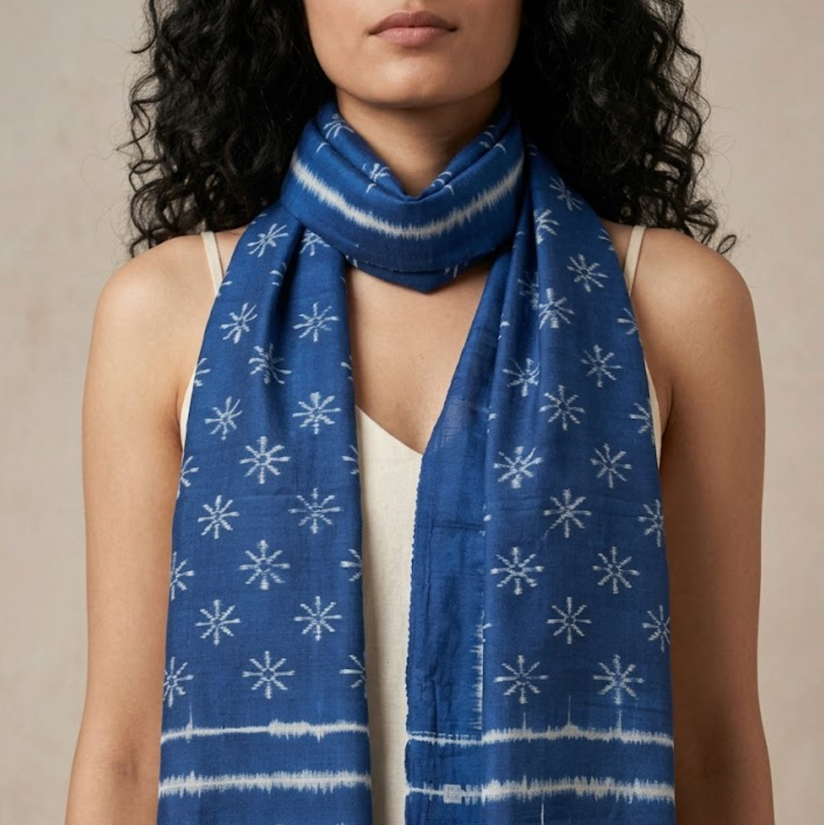 Ikat Silk Stole - Blue