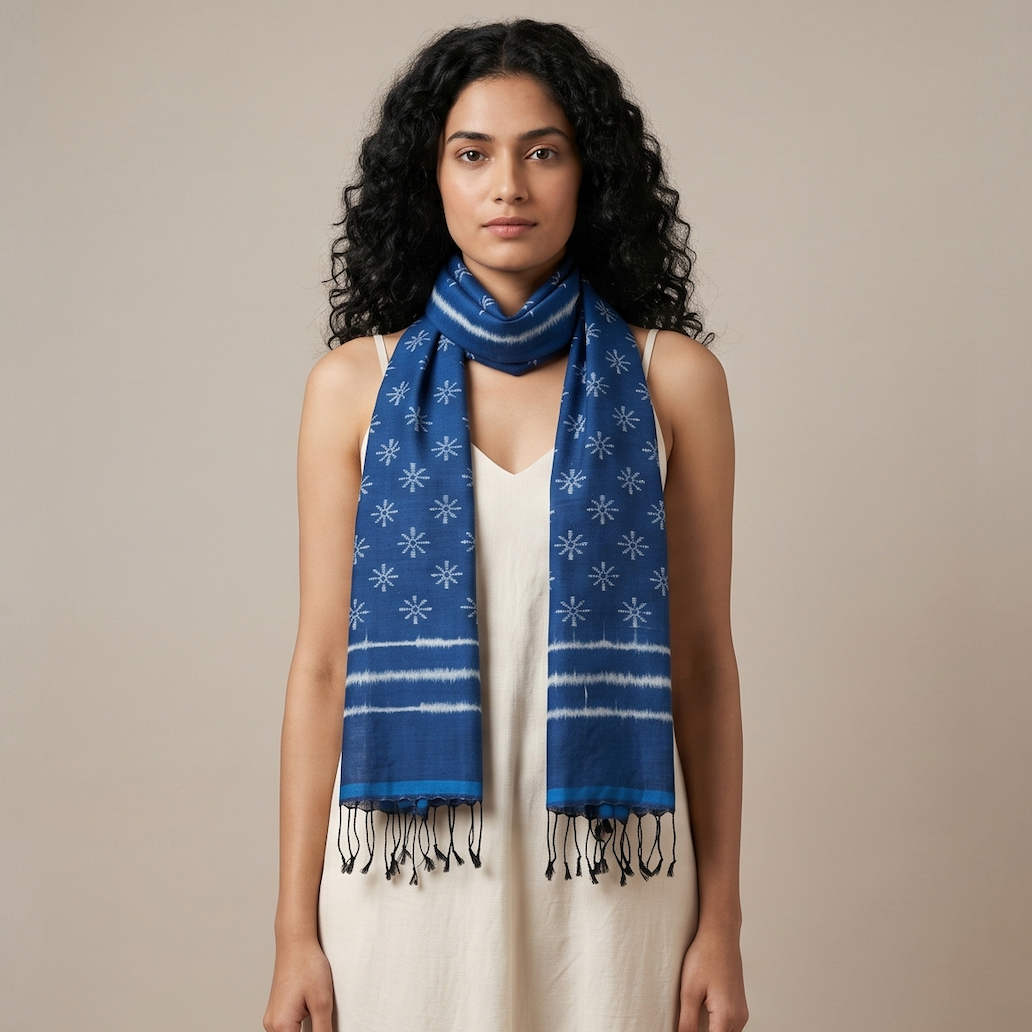 Ikat Silk Stole - Blue