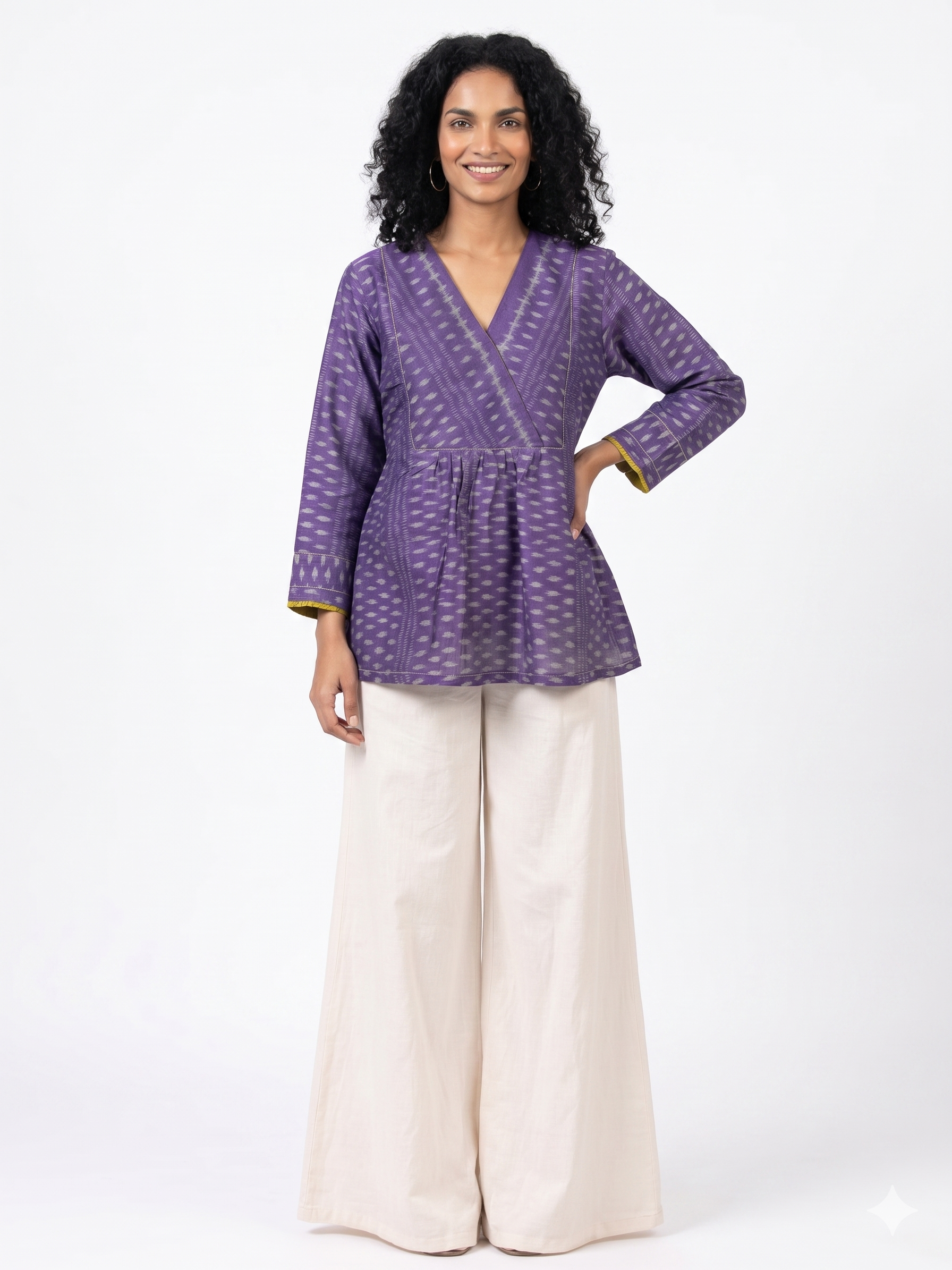 Handwoven Ikat Tussar Silk Tunic Purple