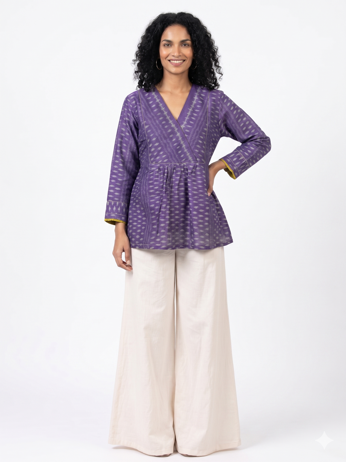Handwoven Ikat Tussar Silk Tunic Purple
