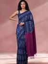 KHANDUA Handloom Cotton Ikat Saree - Indigo