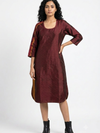 Handwoven Ikat Silk Kurta Dress  Maroon
