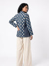 Handwoven Ikat  Ahimsa Tussar Silk Jacket- Indigo
