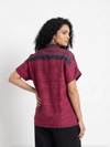 Handwoven Ikat Ahimsa Silk Shirt (Bijli) - Crimson